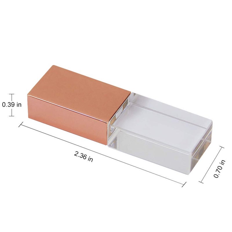 Sunffice 32GB USB 2.0 Flash Drive, FIRSTMEMORY Crystal Transparent Genuine Pen Drive LED Light Memory Stick Waterproof Wedding Gift Thumb Drives (32 GB, Crystal-Rose Gold) - Image 5